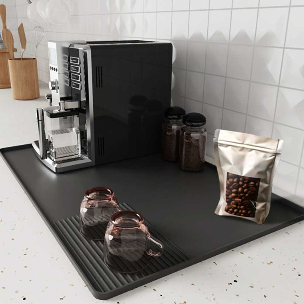 Silicone Coffee Mat with Raised Edge for Espresso Setup