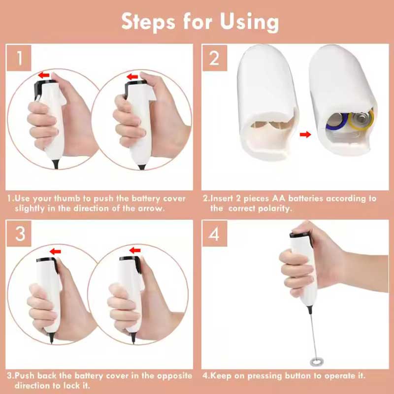 Stainless Steel Battery-Operated Handheld Milk Frother – Automatic Electric Whisk for Coffee and Tea Drinks