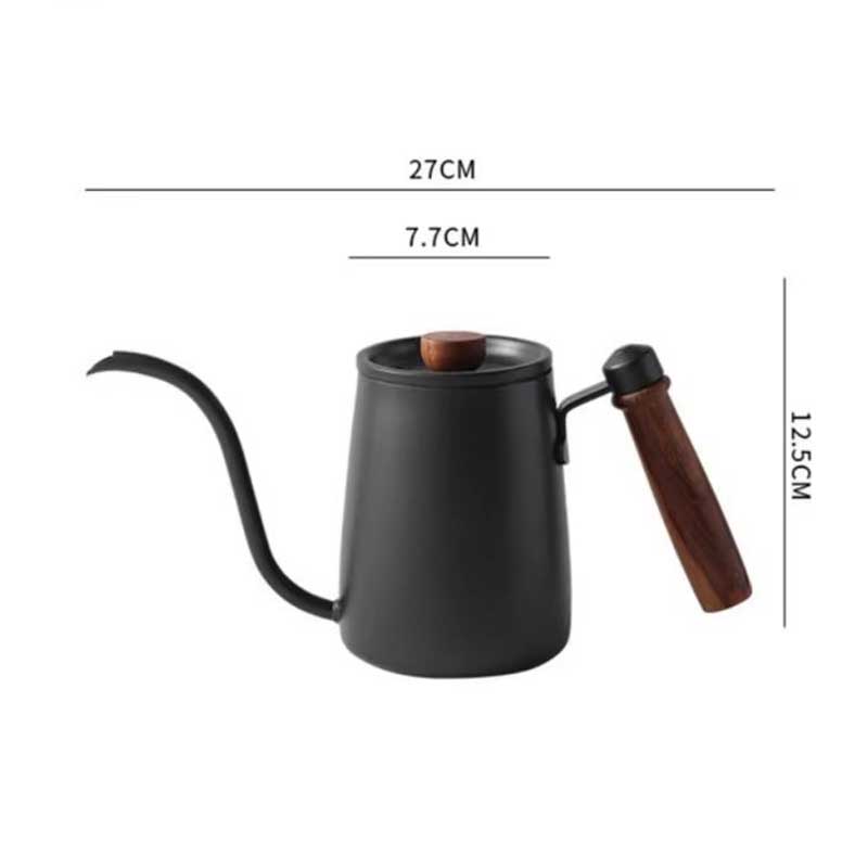 600ml Stainless Steel Gooseneck Coffee Kettle with Wooden Handle