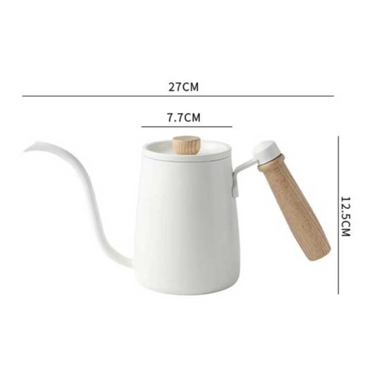 600ml Stainless Steel Gooseneck Coffee Kettle with Wooden Handle
