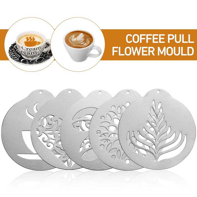 Stainless Steel Latte Art Stencil Set 5PCS