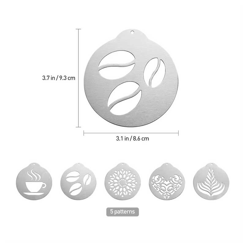 Stainless Steel Latte Art Stencil Set 5PCS