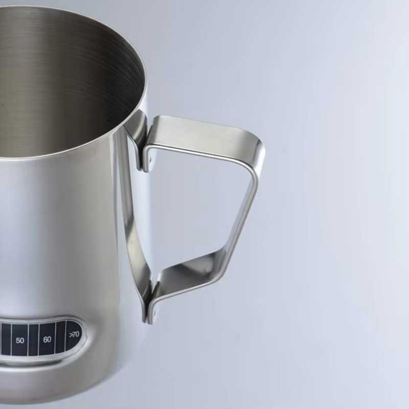 Stainless Steel Milk Frothing Pitcher with Temp Indicator – Durable Milk Jug for Coffee, Latte & Espresso