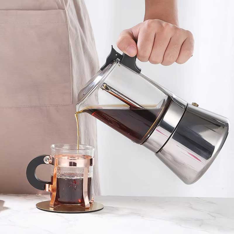 300ml Stainless Steel Moka Pot – Induction Compatible Stovetop Espresso Maker