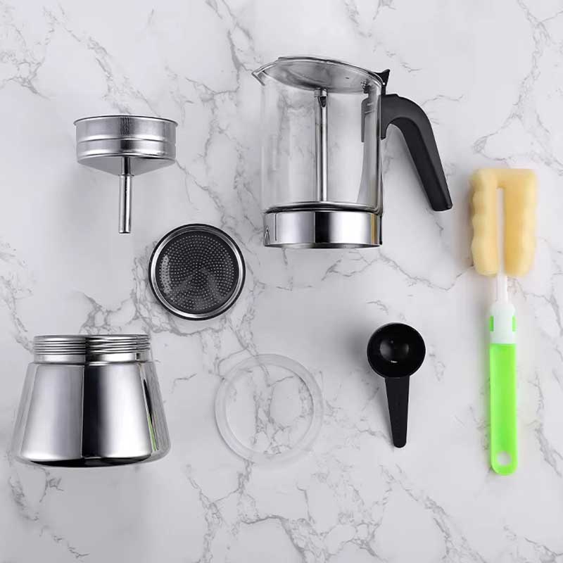 300ml Stainless Steel Moka Pot – Induction Compatible Stovetop Espresso Maker