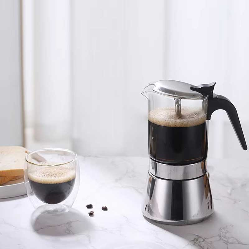 300ml Stainless Steel Moka Pot – Induction Compatible Stovetop Espresso Maker