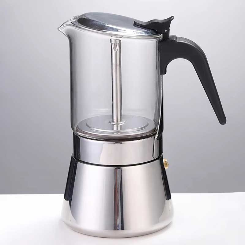 300ml Stainless Steel Moka Pot – Induction Compatible Stovetop Espresso Maker