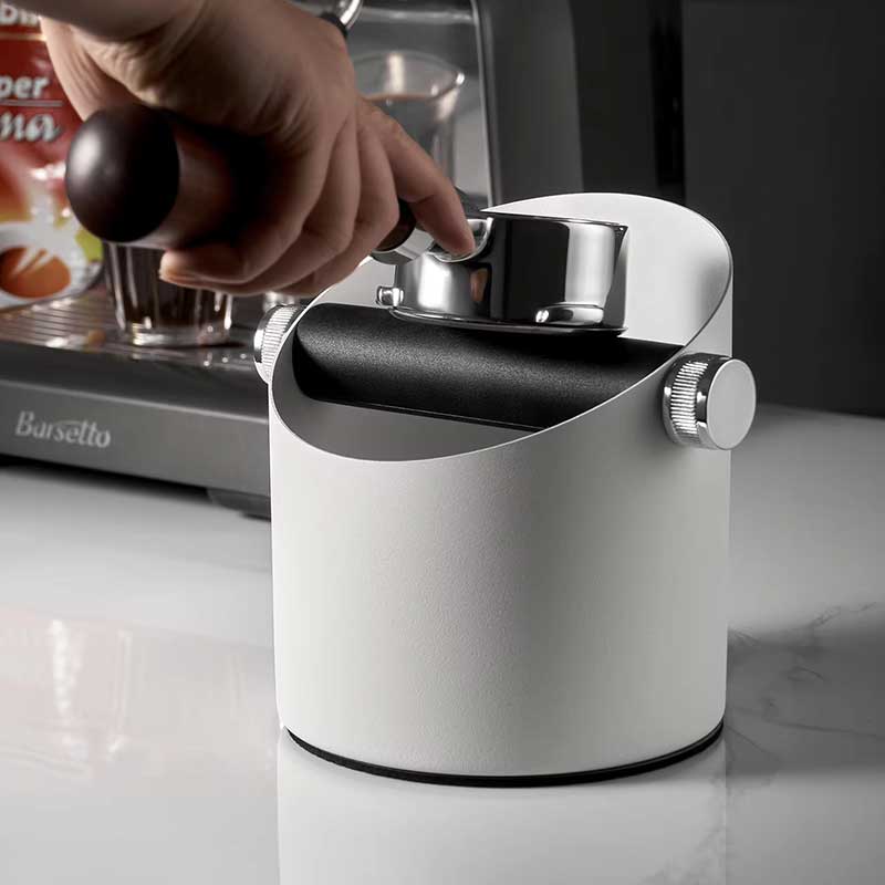 Stainless Steel Round Small Espresso Knock Box - Black