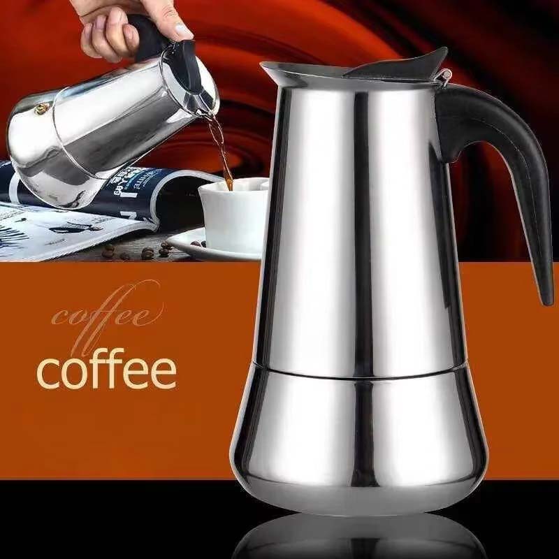 Stainless Steel Stovetop Espresso Maker – Classic Moka Pot for Camping and Outdoor Brewing