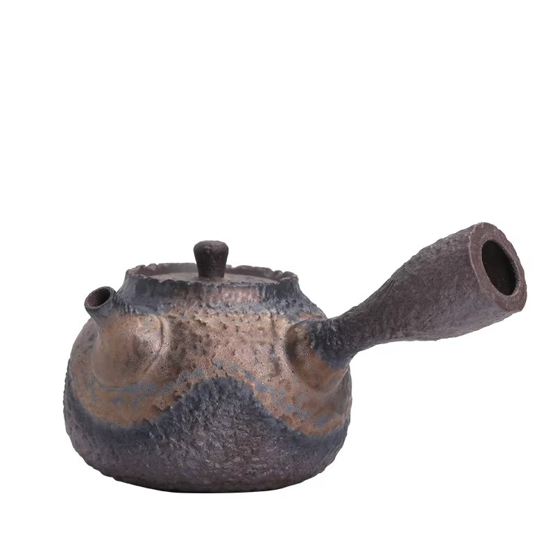 Stoneware Japanese Teapot – Handmade Coarse Pottery Side Handle Single Serve Tea pot