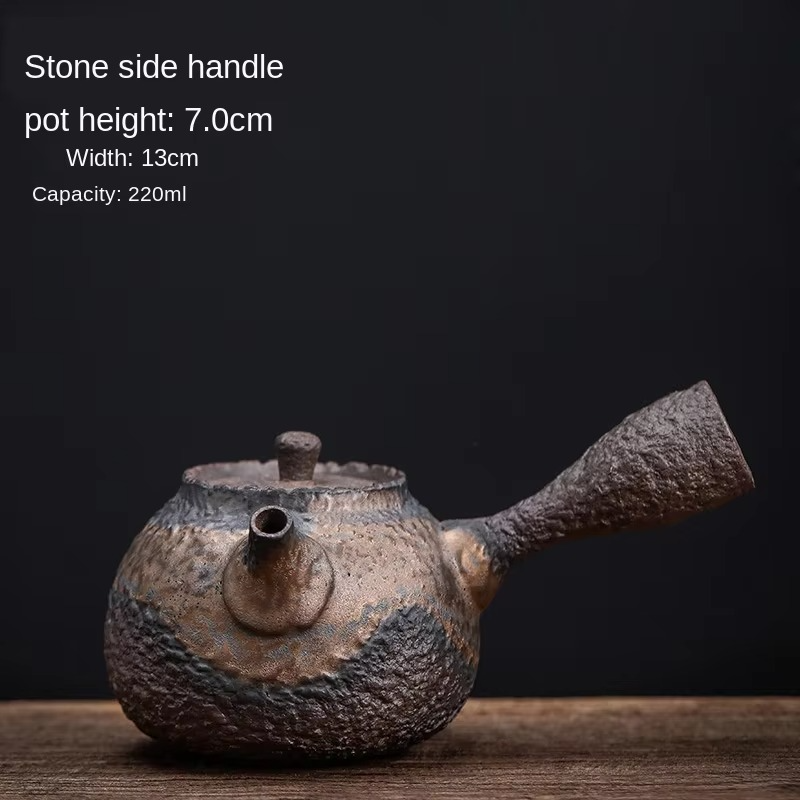 Stoneware Japanese Teapot – Handmade Coarse Pottery Side Handle Single Serve Tea pot