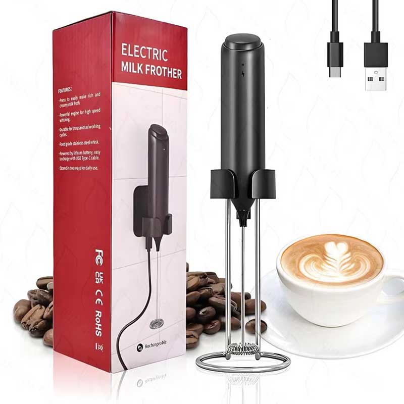 USB Rechargeable Milk Frother – Handheld with Detachable Whisk
