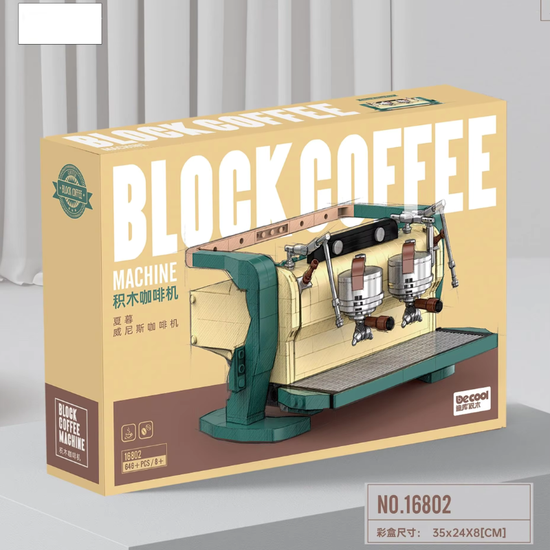 Vintage Coffee Machine Building Blocks – Retro Bean Grinder MOC Toy for Kids and Collectors