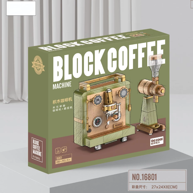 Vintage Coffee Machine Building Blocks – Retro Bean Grinder MOC Toy for Kids and Collectors