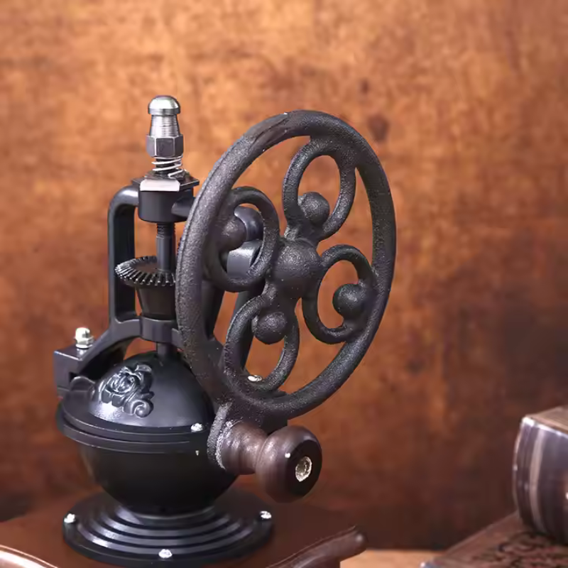 Vintage Manual Coffee Grinder – Portable Wooden Hand Crank Coffee Bean Mill