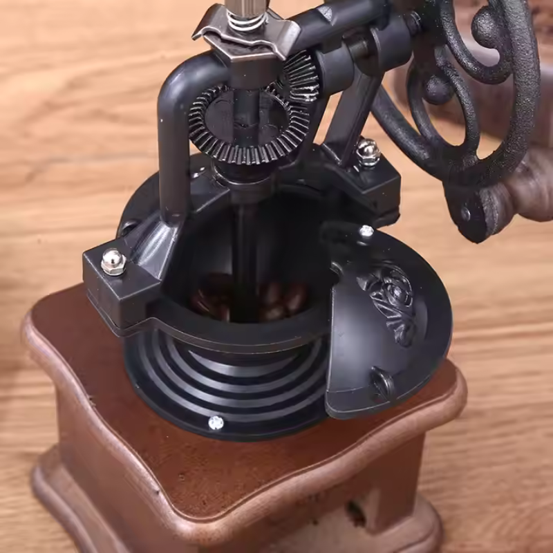 Vintage Manual Coffee Grinder – Portable Wooden Hand Crank Coffee Bean Mill