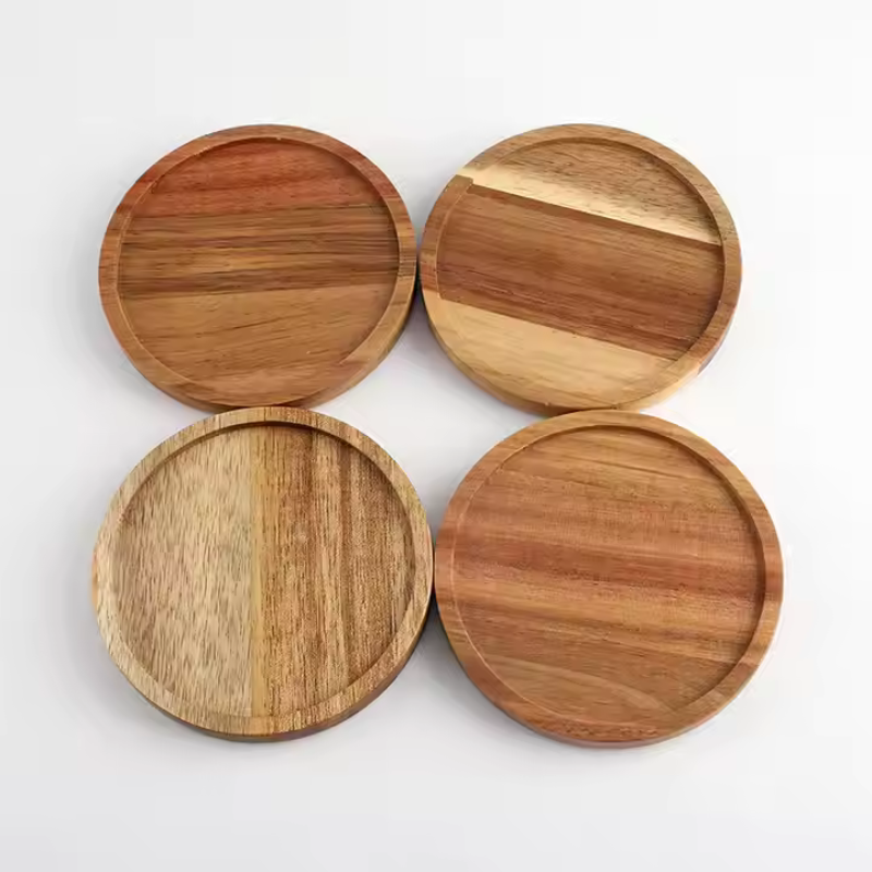 Walnut Drink Coaster – Round Wooden Mat for Coffee Cups and Table Protection (10×10cm)