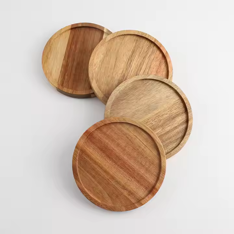 Walnut Drink Coaster – Round Wooden Mat for Coffee Cups and Table Protection (10×10cm)
