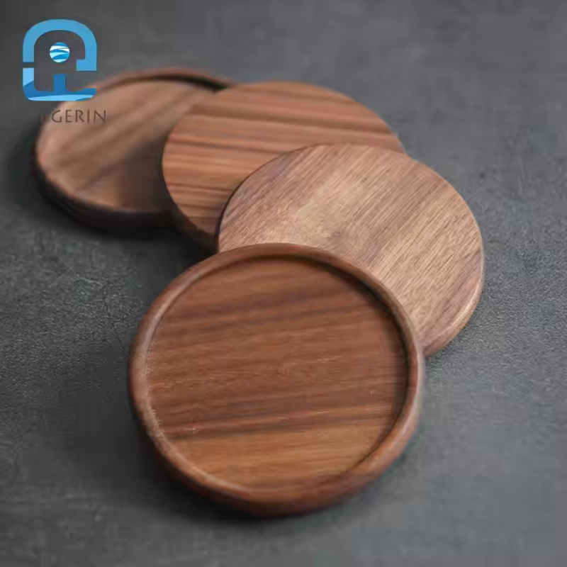 Walnut Drink Coaster – Round Wooden Mat for Coffee Cups and Table Protection (10×10cm)