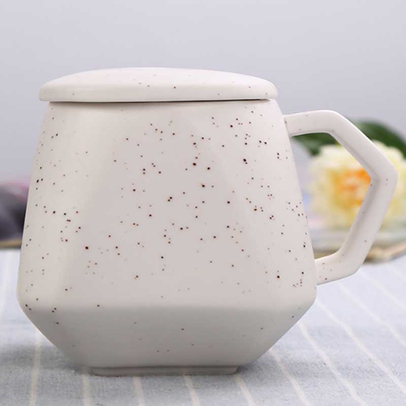 White Porcelain Coffee Cup and Saucer – Ceramic Espresso Mug with Spoon