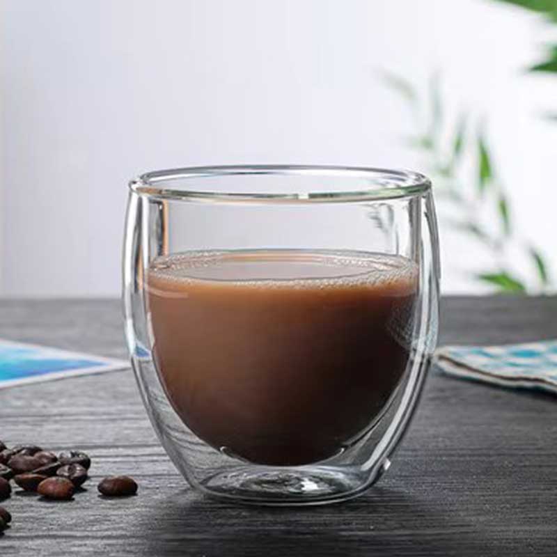 Heat Resistant Double Wall Clear Glass Coffee Mug Without Handle
