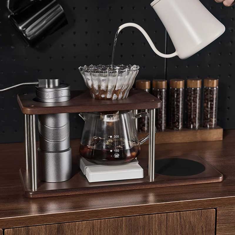 Wooden Pour Over Coffee Dripper Stand and Coffee Station Shelf