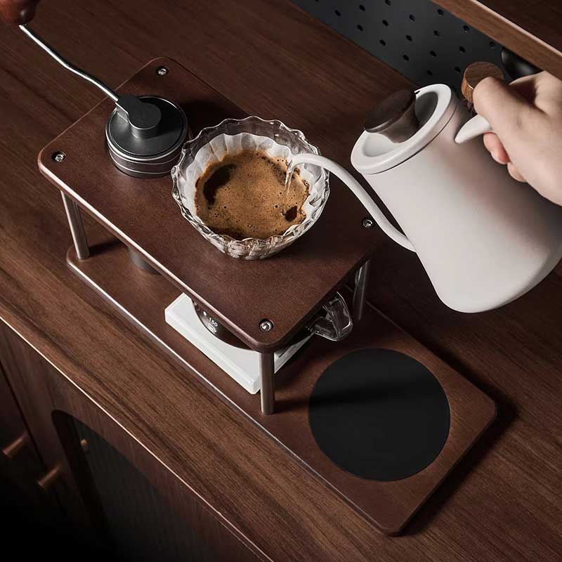Wooden Pour Over Coffee Dripper Stand and Coffee Station Shelf