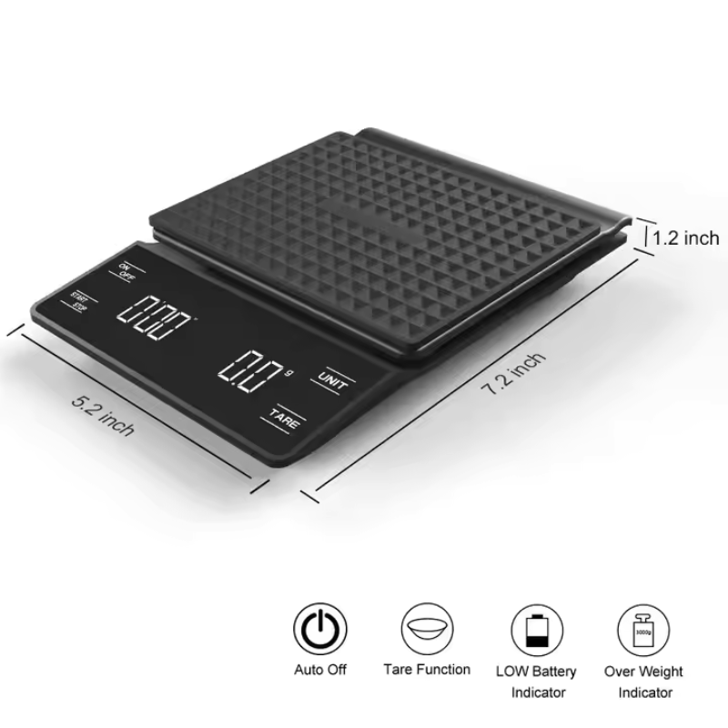 Y1 Digital Drip Coffee Scale – 3000g/0.1g Precision Kitchen Scale with Timer Function
