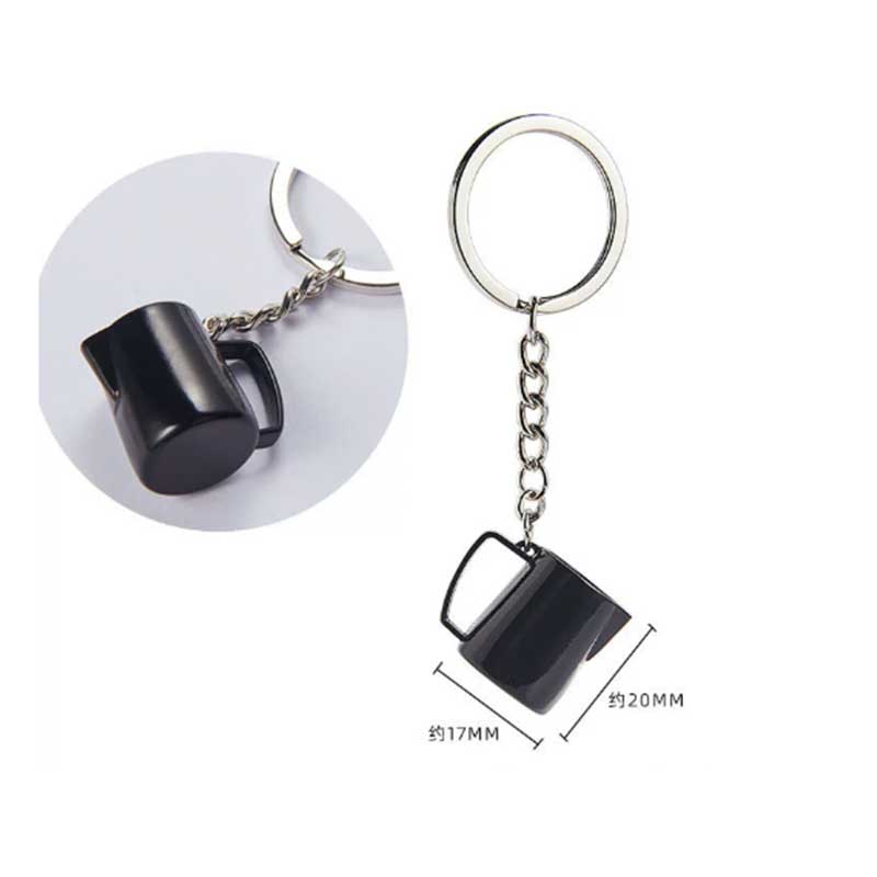 Zinc Alloy Coffee Keychain with Mini Barista Design