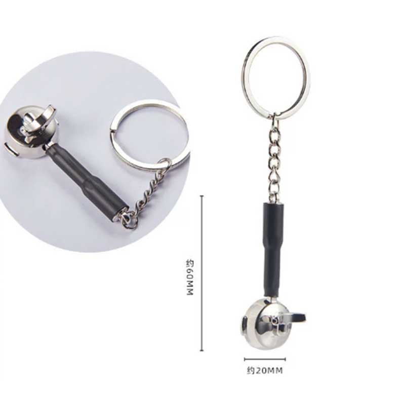 Zinc Alloy Coffee Keychain with Mini Barista Design