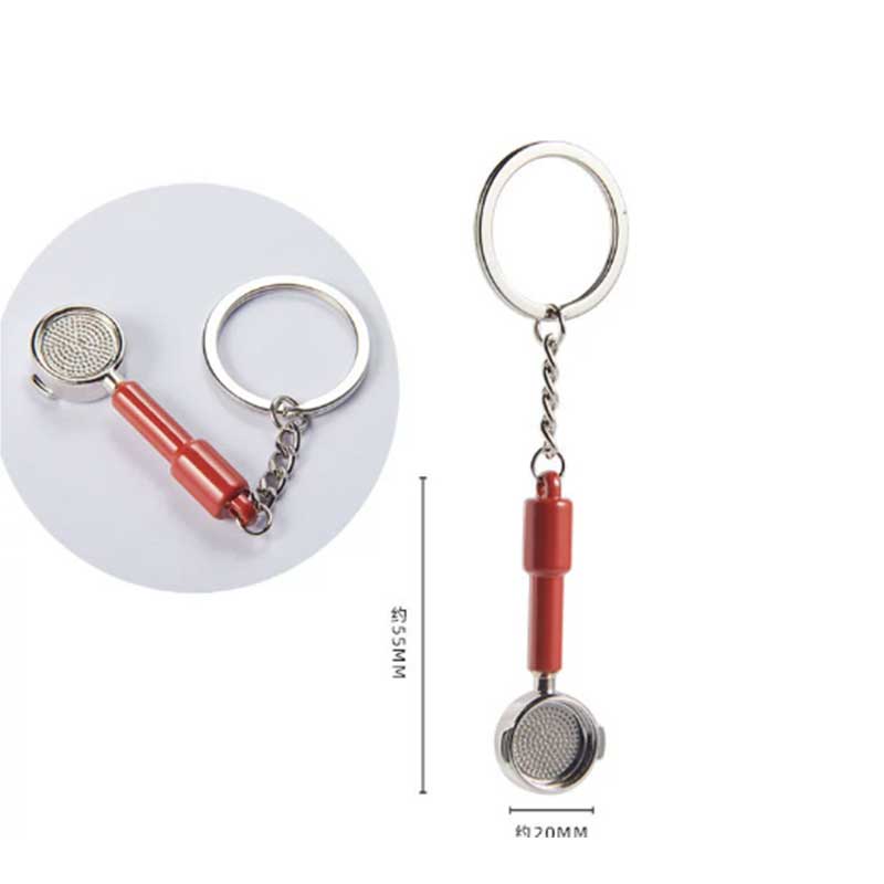 Zinc Alloy Coffee Keychain with Mini Barista Design