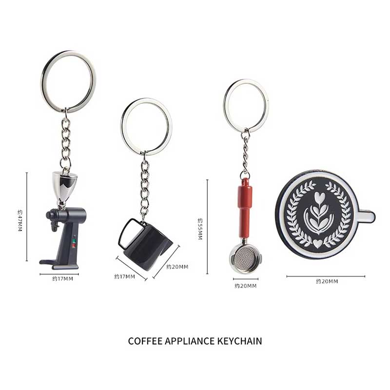 Zinc Alloy Coffee Keychain with Mini Barista Design