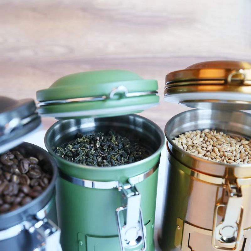 Airtight Metal Coffee Storage Tin – 1.8L Round Silver Container for Coffee Beans