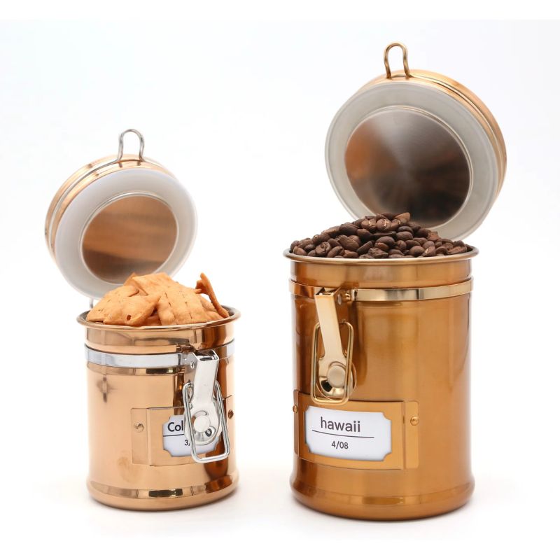 Airtight Metal Coffee Storage Tin – 1.8L Round Silver Container for Coffee Beans