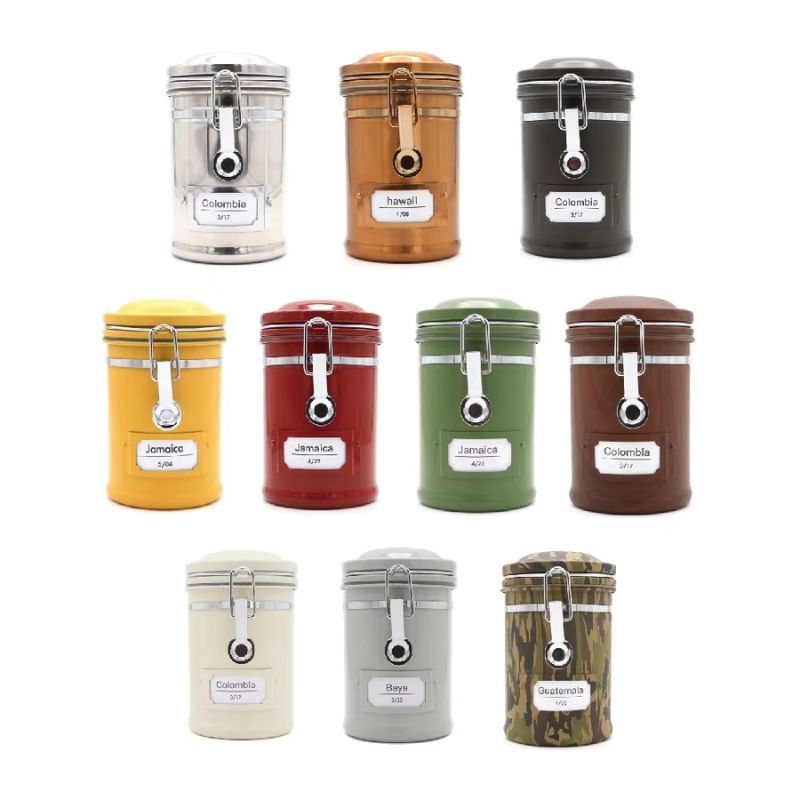 Airtight Metal Coffee Storage Tin – 1.8L Round Silver Container for Coffee Beans
