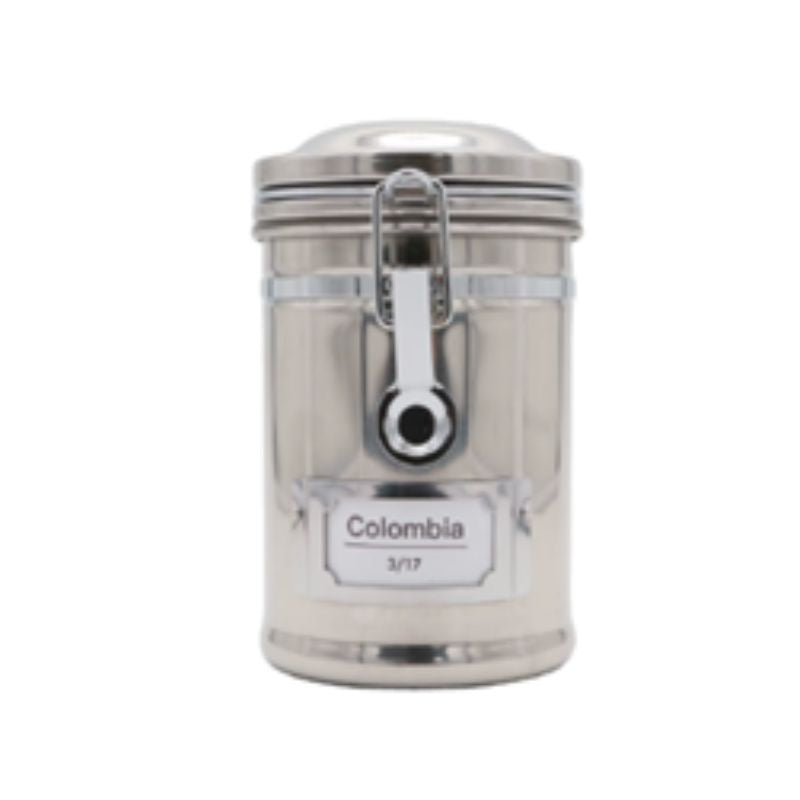 Airtight Metal Coffee Storage Tin – 1.8L Round Silver Container for Coffee Beans