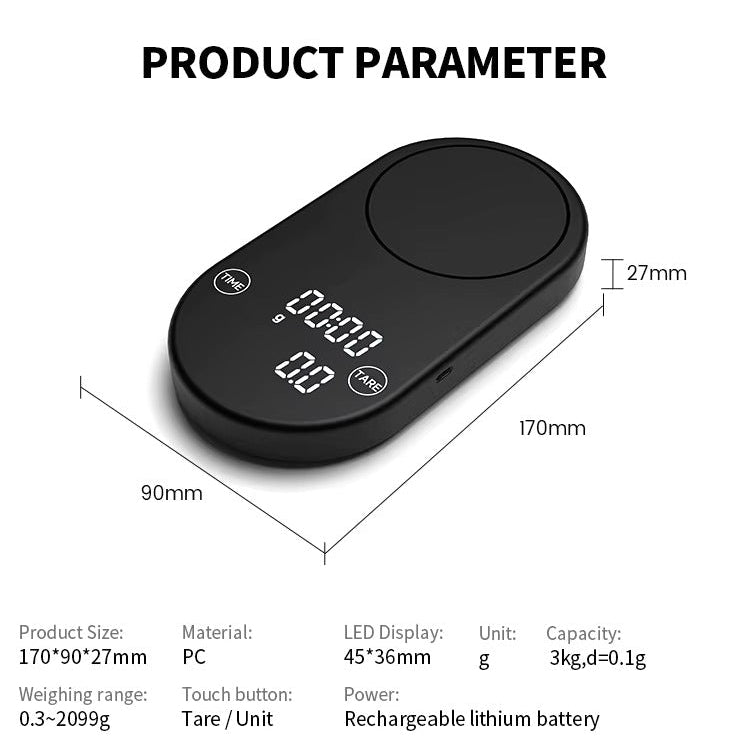Precision Pocket Coffee Scale with Timer 0.1g
