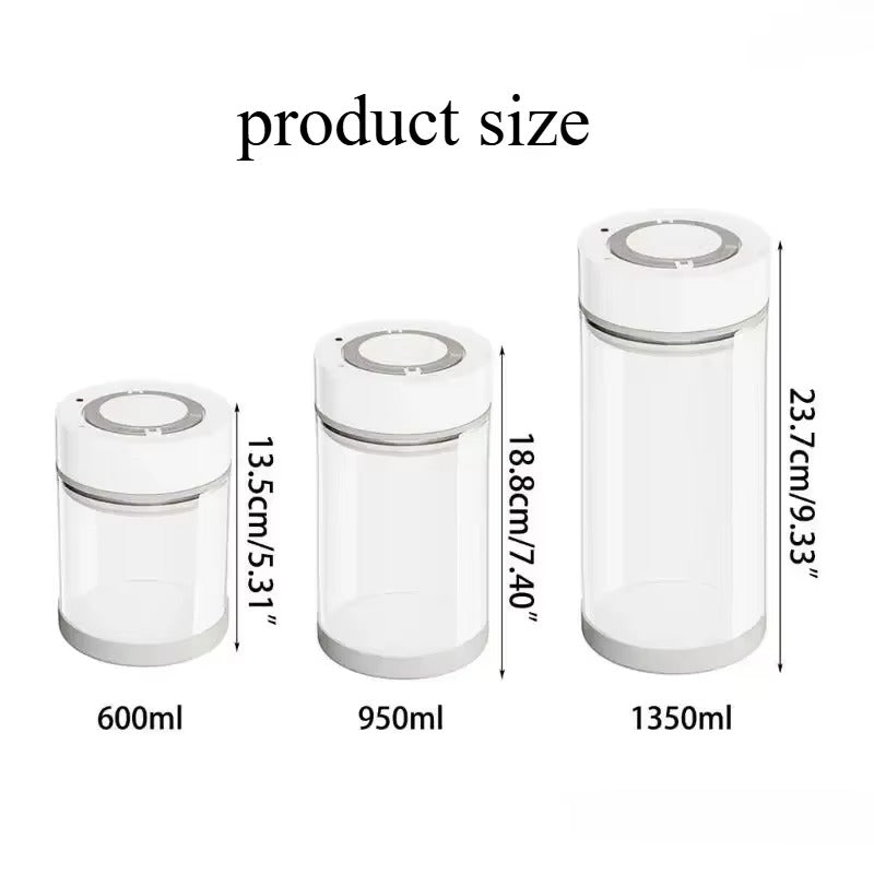 Smart Electric Vacuum Coffee Canister 600ml – Airtight Borosilicate Glass Storage with One-Touch Seal
