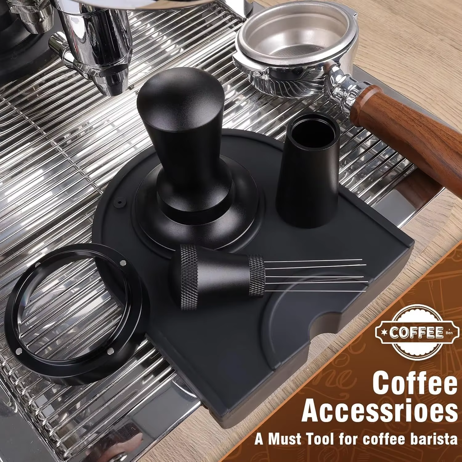 58mm Barista Tool Set – Tamper, WDT Tool, Dosing Ring & Tamping Mat | Espresso Accessories Kit