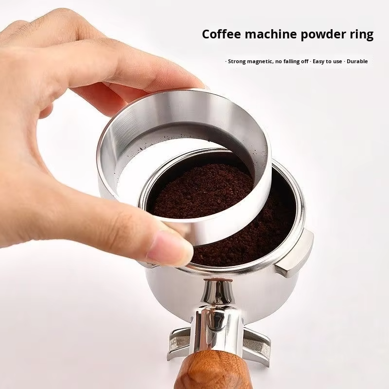 58mm Espresso Dosing Ring – Black Magnetic Portafilter Funnel | Mess-Free Coffee Dosing Tool
