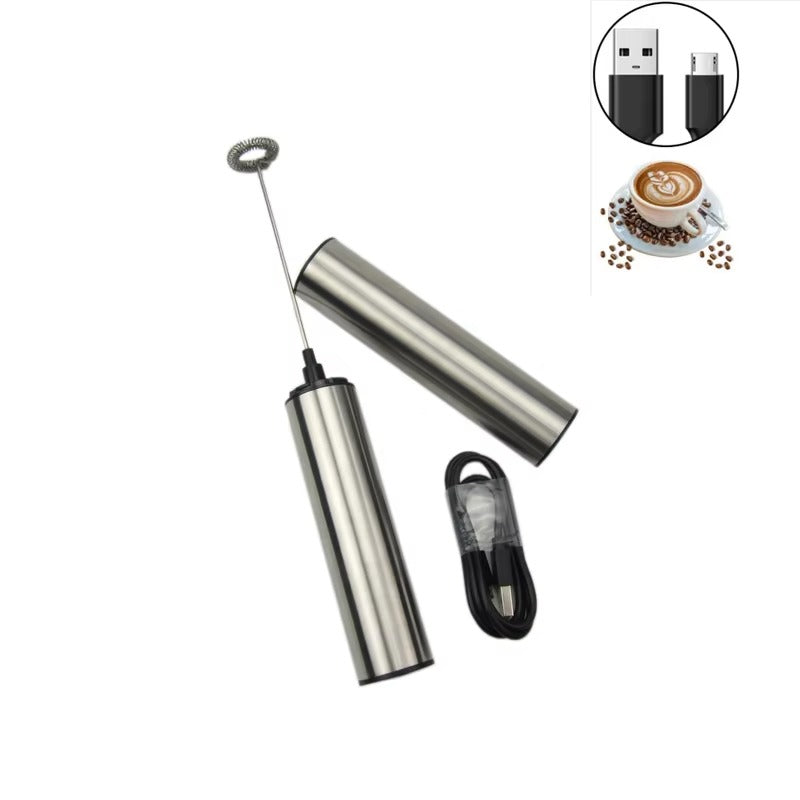 High Quality USB Type-C Rechargeable Handheld Milk Frother – Stainless Steel Electric Coffee Whisk