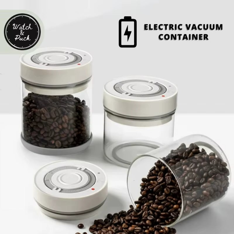 Smart Electric Vacuum Coffee Canister 600ml – Airtight Borosilicate Glass Storage with One-Touch Seal