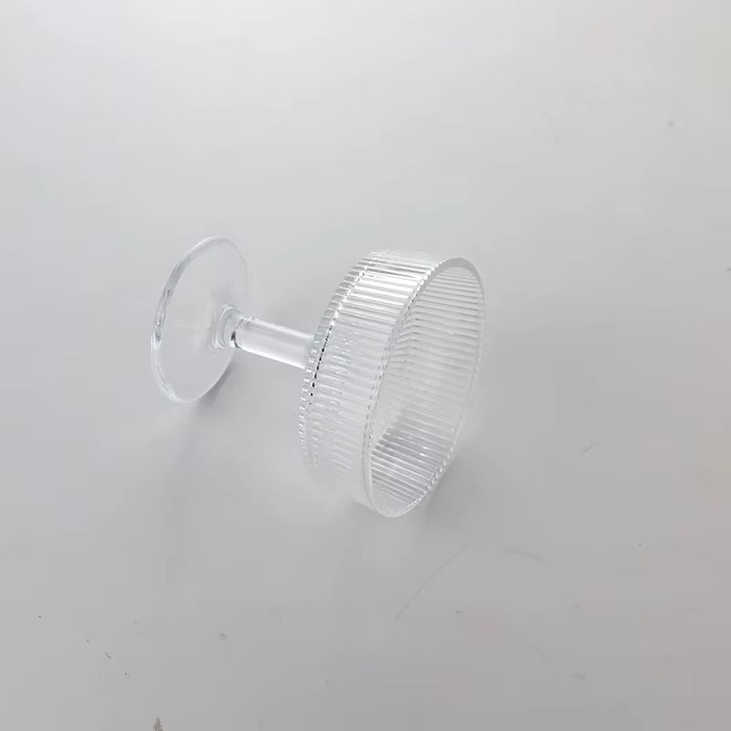 Vintage Ribbed Coupe Glass Goblets – Set of 4 Cups