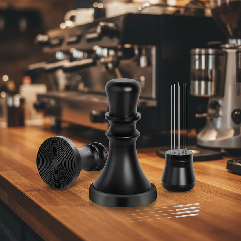 2-in-1 Chess-Style 58mm Espresso Tamper & Needle Distributor