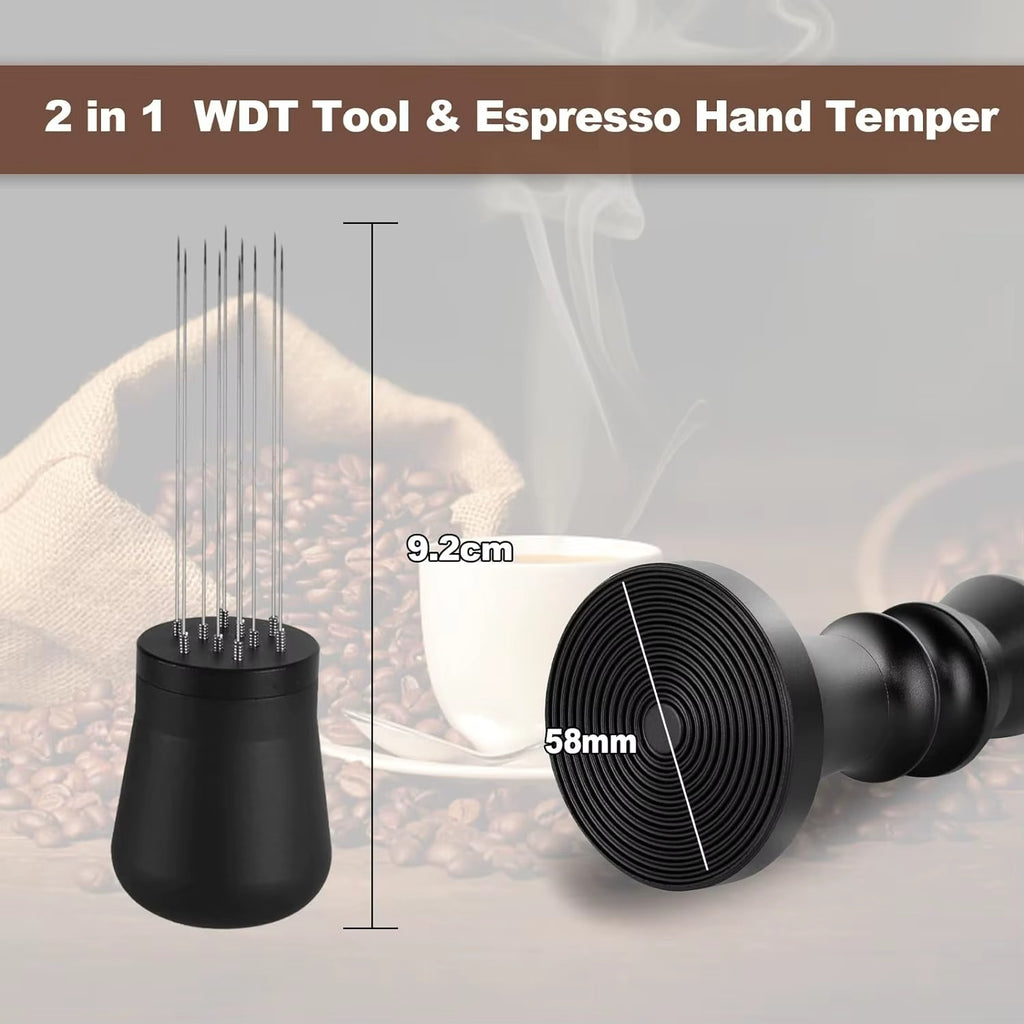 2-in-1 Chess-Style 58mm Espresso Tamper & Needle Distributor