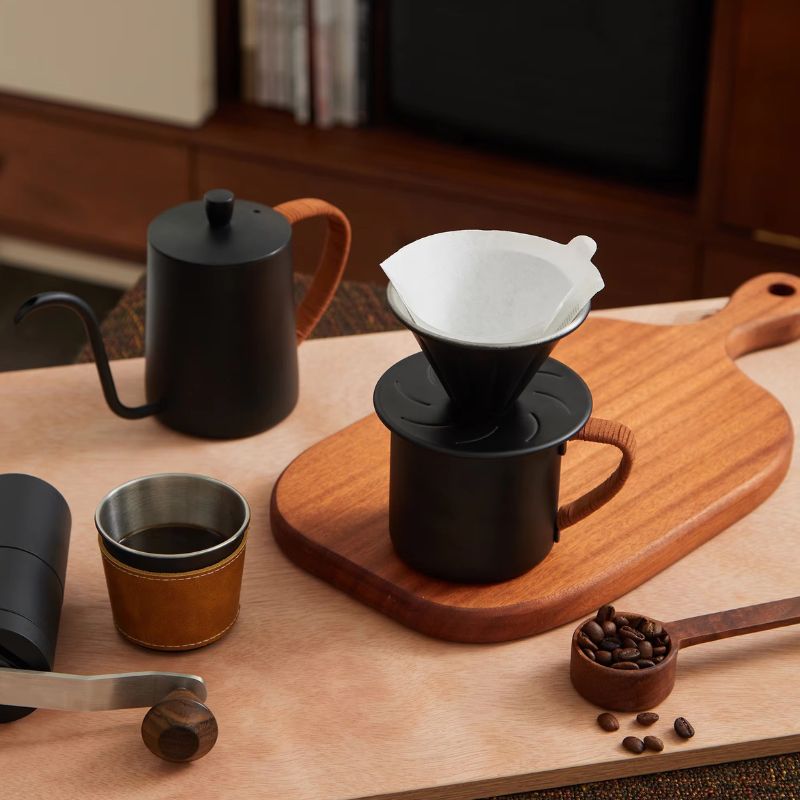 Premium Stainless Steel Portable Pour Over Coffee Complete Set - Premium Bag for Camping & Travel