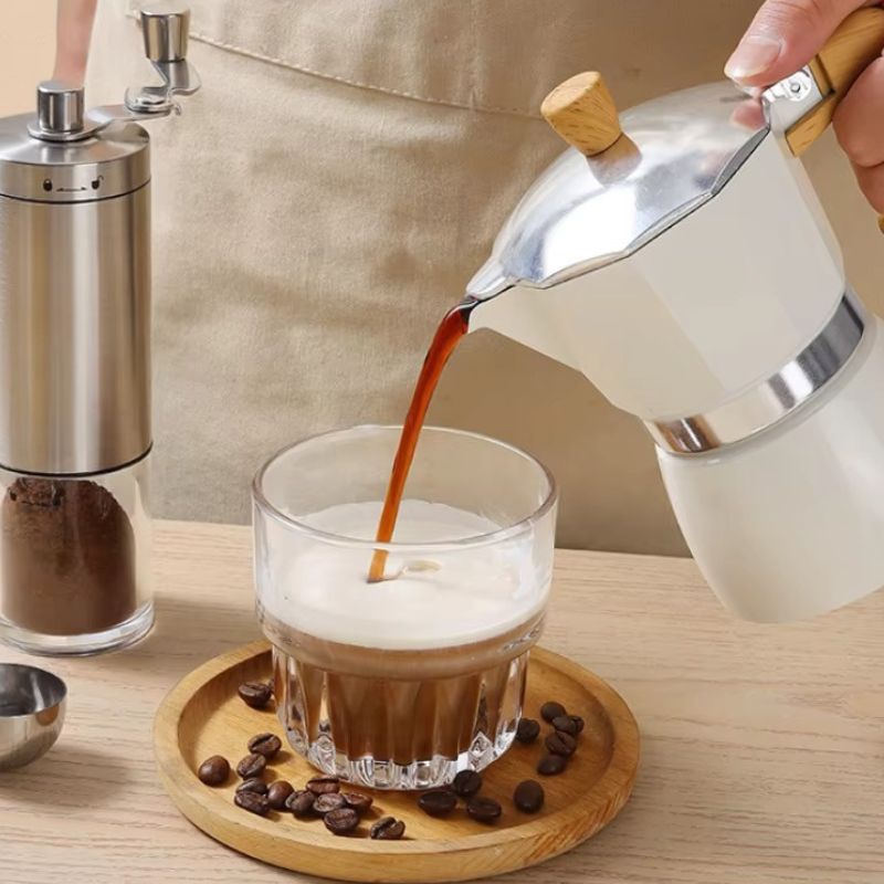 Premium Manual Coffee Brew Set – 6 in 1 Moka Pot Kit with Mini Electric Stove & Manual Grinder