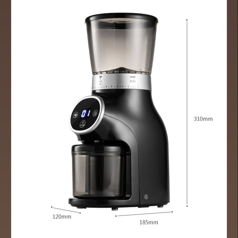 Italian Stainless Steel Electric Coffee Grinder – Portable Conical Burr Design with Adjustable Grind Settings & Digital LED Panel