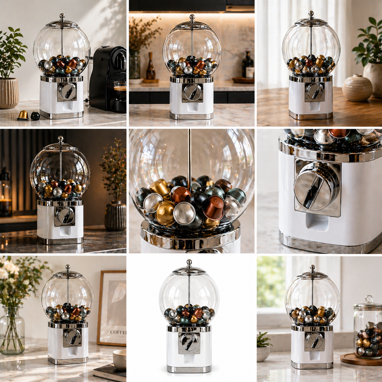 Premium Coffee Capsule Dispenser & Organizer – Glass Storage Stand for Nespresso Capsules