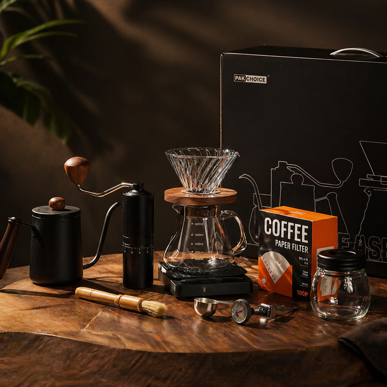 All-in-One Pour Over Coffee Kit – Portable Premium Set with Grinder & Gooseneck Kettle